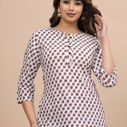 SIDDHANAM Printed Mandarin Collar Cotton Shirt Style Top-picture-19