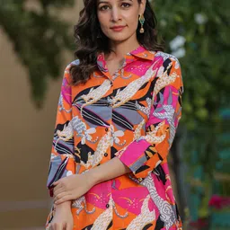 Rain & Rainbow Conversational Printed Shirt Collar Cotton Shirt Style Top-picture-35