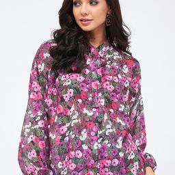 Harpa Floral Printed Puff Sleeve Shirt Style Top-image-26