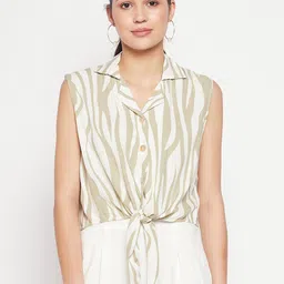 Madame Striped Tie-Up Shirt Style Top-picture-16