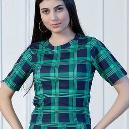 NEUDIS Checked Round Neck Top-image-46