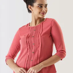 Prettify Pink Pleated Crepe Top-picture-53