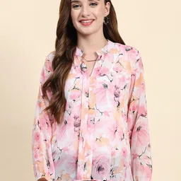 BAESD Floral Printed Mandarin Collar Top-picture-17