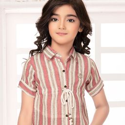 Tiny Kingdom Girls Vertical Stripes Tie-Ups Shirt Style Top-image-22