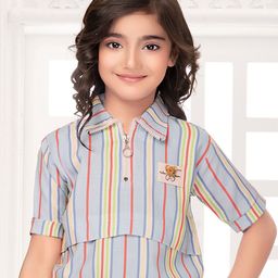 Tiny Kingdom Girls Striped Applique Shirt Style Top-33