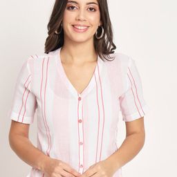 CHARMGAL Striped Shirt Style Top-image-18