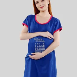 SillyBoom Typography Printed Round Neck Maternity T-shirt Dress-image-82