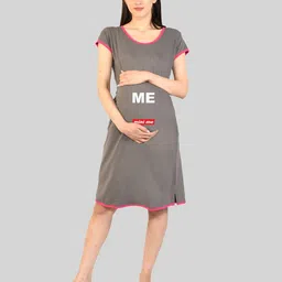 SillyBoom Typography Printed T-Shirt Maternity Nightdress-picture-10