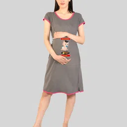 SillyBoom Graphic Printed T-Shirt Maternity Nightdress-picture-5