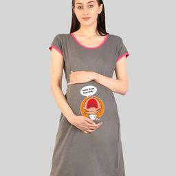 SillyBoom Graphic Printed Round Neck Maternity T-shirt Nightdress-image-98