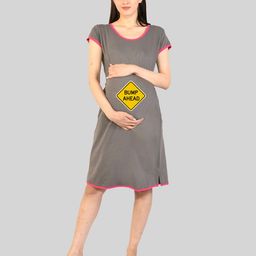 SillyBoom Typography Printed T-Shirt Maternity Nightdress-picture-11