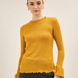 SALT ATTIRE Round Neck Long Bell Sleeve Top-image-0