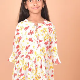 BAESD Girls Floral Printed Tie-Up Neck Gathered A-Line Top-picture-10