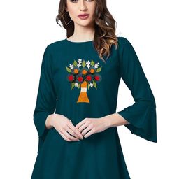 Sanwariya Silk Print Round Neck Bell Sleeve Top-image-75