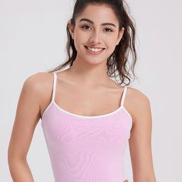 JC Collection Shoulder Straps Fitted Crop Sports Top-image-46