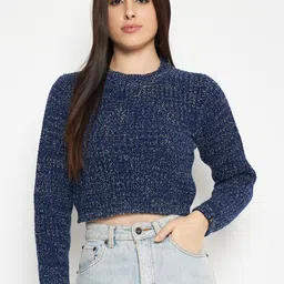 CREATIVE LINE Cable Knit Woollen Cropped Pullover-image-83