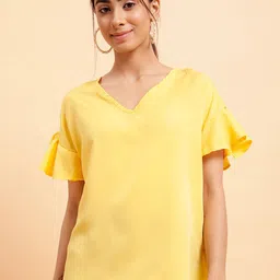 MINT STREET V-Neck Short Bell Sleeve Top-53