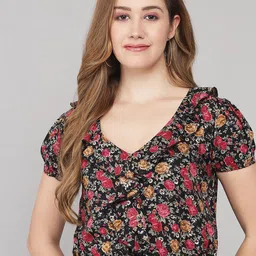 ADDYVERO Women Black & Maroon Floral Print Top-image-38