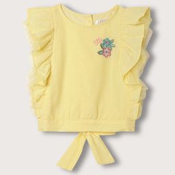 ELLE Girls Flutter Sleeves Cotton Ruffled Blouson Top-image-81
