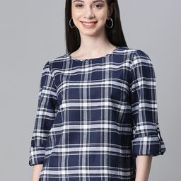 Oxolloxo Checked Organic Cotton Shirt Style Top-image-50