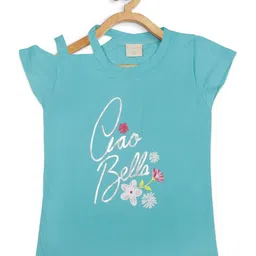 Tiny Girl Sea Green & Silver-Toned Regular Top-18