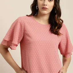 all about you Women Pink Self Design Regular Top-picture-0