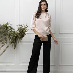Beatnik Satin Round Neck Cuffed Sleeves Top-picture-19