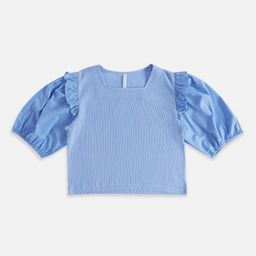 Pantaloons Junior Girls Square Neck Puff Sleeves Cotton Top-picture-51