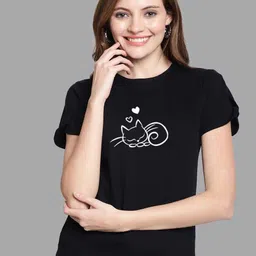 FBAR Graphic Printed Short Slit Sleeves Pure Cotton Top-image-8