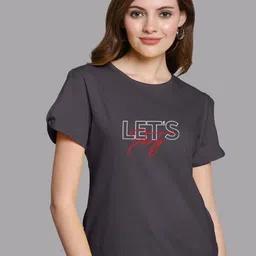 FBAR Typography Printed High Low Pure Cotton Top-image-97