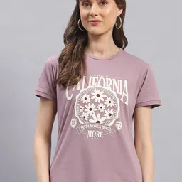 Monte Carlo Typography Floral Printed Short Sleeves Cotton Top-picture-16