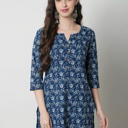 KALINI Floral Printed Pure Cotton Straight Kurti-image-64