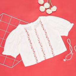 AKKRITI BY PANTALOONS Girls Floral Embroidered Puff Sleeve Regular Top-picture-45