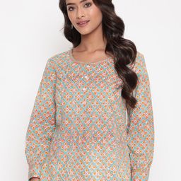SAVI Floral Printed Cotton Top-image-30