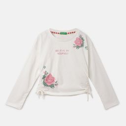 United Colors of Benetton Girls Floral Printed Ruched Cotton Top-picture-30