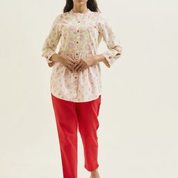 Jaipur Kurti Floral Printed Gathered Top-image-88