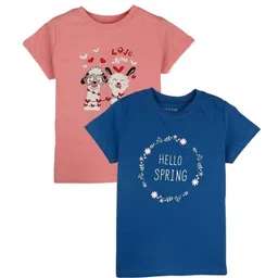 Gini and Jony Girls Pack Of 2 Graphic Printed Round Neck Cotton T-Shirt-image-58