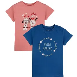 Gini and Jony Girls Pack of 2 Printed Cotton T-shirts-image-24