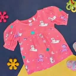 Pantaloons Baby Infants Girls Conversational Printed Cotton Top-19