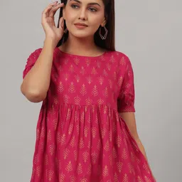 CRAFTED FOR YOU Ethnic Print Empire Top-image-42