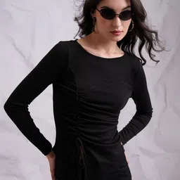 Tokyo Talkies Round Neck Fitted Knit Top-image-63