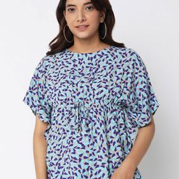 NOT SO PINK Floral Printed Cotton Kaftan Top-image-73
