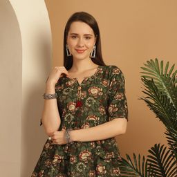 Rajnandini Floral Print Notch Neck Kimono Sleeve Pure Cotton Top-picture-38