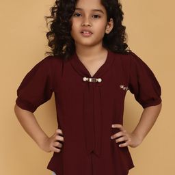 V-Mart Girls Puff Sleeves Cotton Peplum Top-image-61