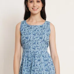 KALINI Floral Print Pure Cotton Peplum Top-picture-40