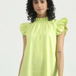 United Colors of Benetton High Neck Flutter Sleeves Top-picture-48