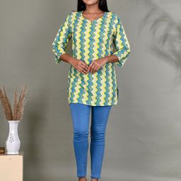 Kesarya Chevron Printed Pure Cotton Kurti-picture-18