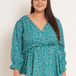 U&F Beyond Floral Print Puff Sleeve Crepe Empire Top-32