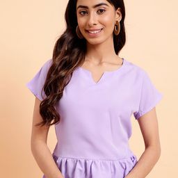MINT STREET Notched Neck Peplum Top-image-65