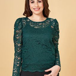 People Self Design Puff Sleeves Top-image-26